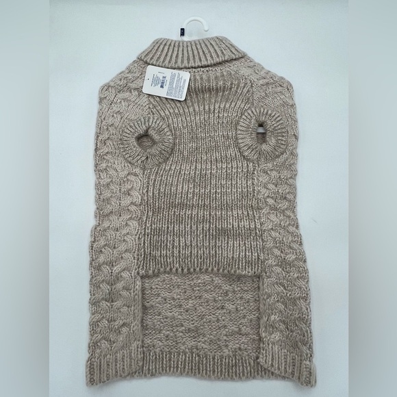 Top Paw Taupe/Silver Cable Knit Dog Sweater with Flowers XL NWT - Picture 9 of 10